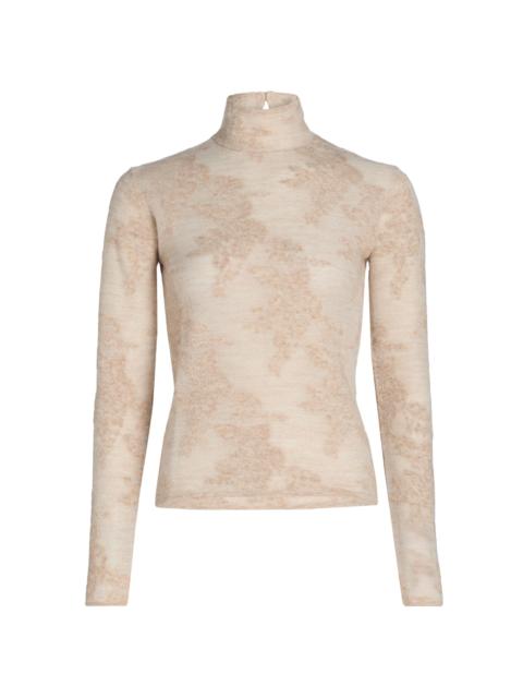 GANNI Women's Flower Jacquard Mock Turtleneck Sweater - Sand