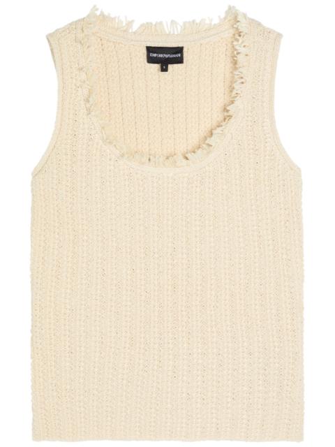 EMPORIO ARMANI Emporio Armani Fringed Cotton-blend Crochet top
