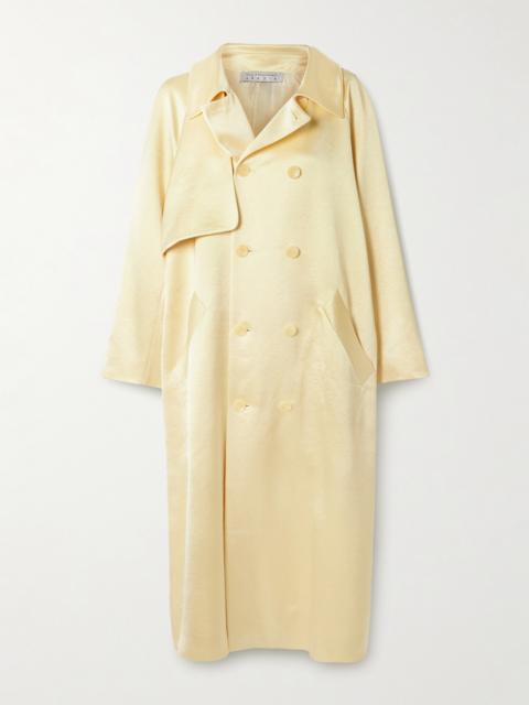 ABADIA Double-breasted Satin-twill Trench Coat