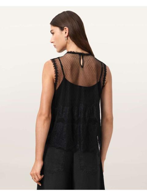 ALLSAINTS CLARA LACE TRIM SLEEVELESS TOP