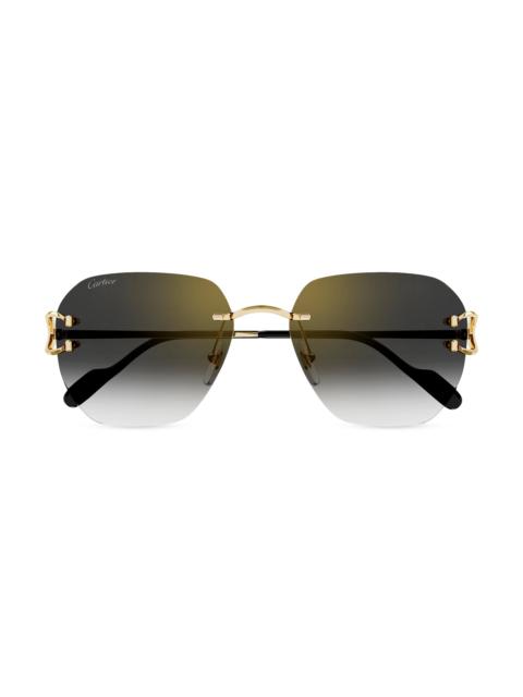 Cartier Women's C Décor 58MM Square Sunglasses - Gold Grey Smoke