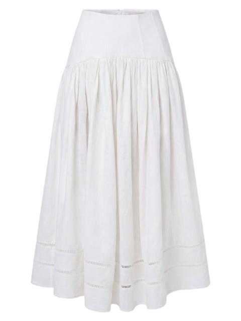 NICHOLAS Women's Elin Linen Drop-Waist Midi-Skirt - Ivory