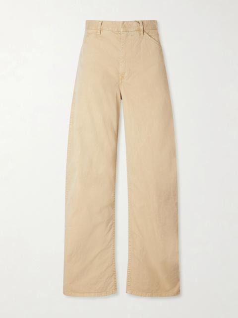 NILI LOTAN Tribeca Brushed Cotton-blend Twill Barrel-leg Pants
