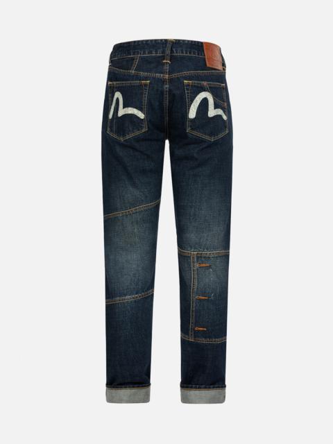 EVISU Seagull Print Carrot Fit Deconstructed Selvedge Denim Jeans #2017