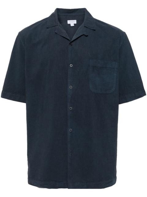 Sunspel spread-collar seersucker shirt