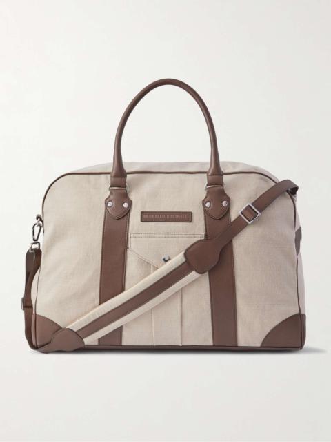 Leather-Trimmed Canvas Holdall
