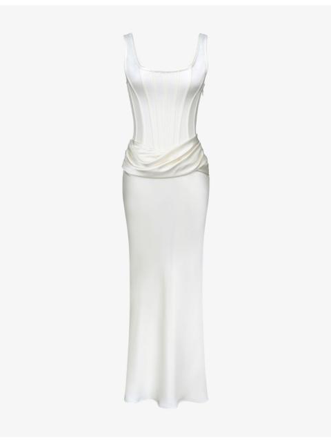 House of CB Kira Satin Gathered Maxi Dress
