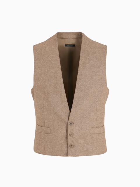 GIORGIO ARMANI SINGLE-BREASTED WAISTCOAT IN A WOOL AND VISCOSE CANNETÉ
