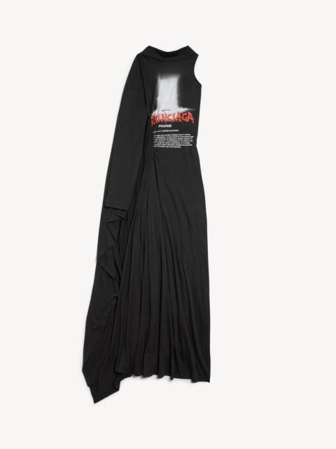 BALENCIAGA Women's The Door Long Draped Dress in Black