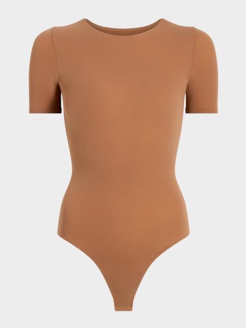 commando Ballet Short-Sleeve Microfiber Thong Bodysuit