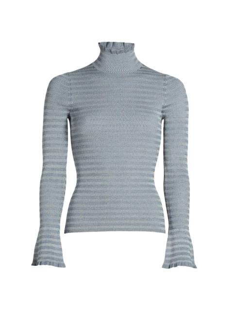 Proenza Schouler Women's Phyllis Striped Geometric-Knit Turtleneck Sweater - Slate