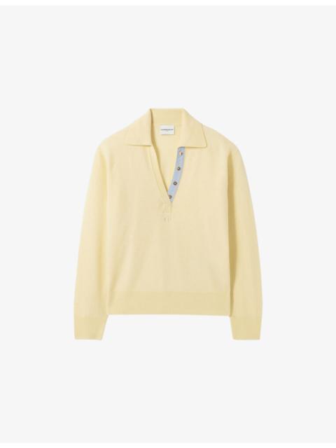 Claudie Pierlot Polo-Collar Wool and Cashmere Jumper