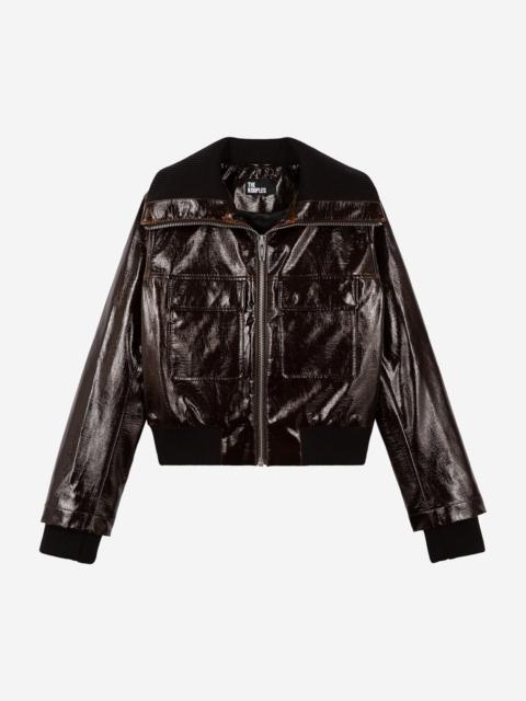 The Kooples BROWN VINYL-EFFECT JACKET