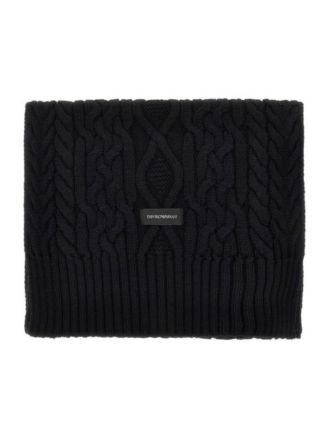 EMPORIO ARMANI WOOL-BLEND SCARF WITH LOGO LABEL