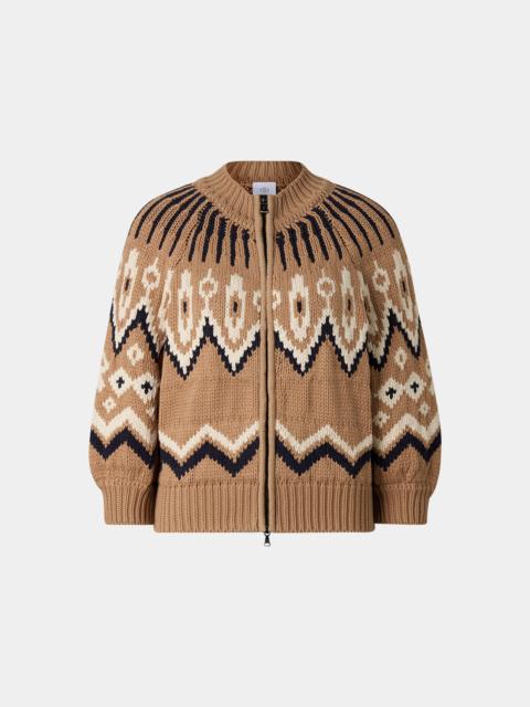 BOGNER Norwegian knit jacket Aurora in Camel/black