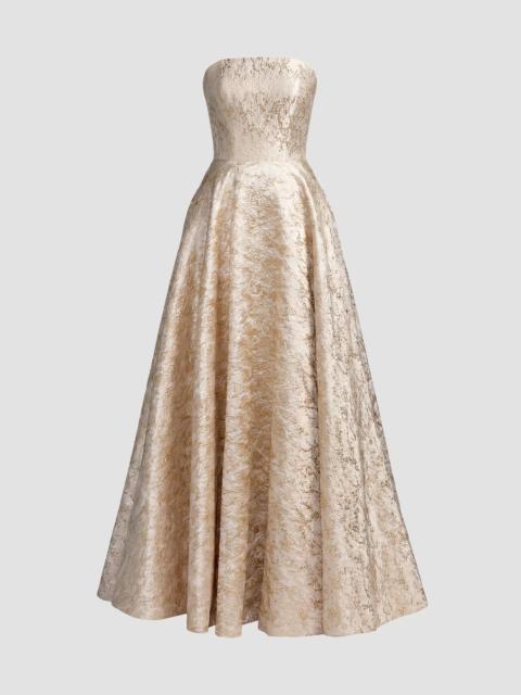 MAC DUGGAL Women's Strapless Brocade Fit & Flare Gown - Champagne Gold