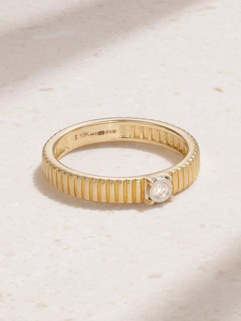 STONE AND STRAND Ribbed Illusion 10-karat Yellow And White Gold Diamond Ring