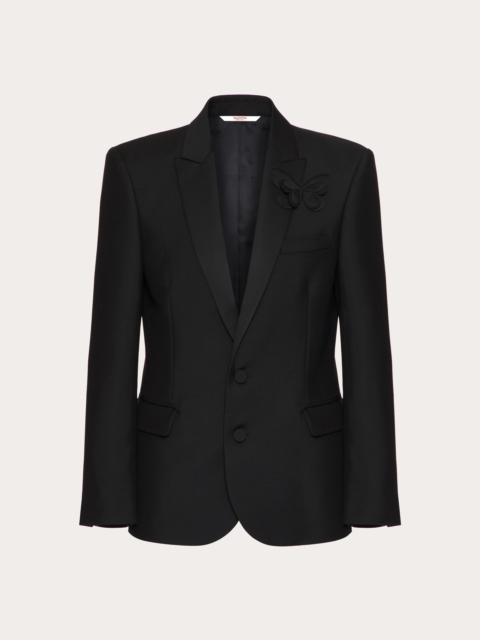 SINGLE-BREASTED MOHAIR WOOL JACKET WITH EMBROIDERED BUTTERFLY