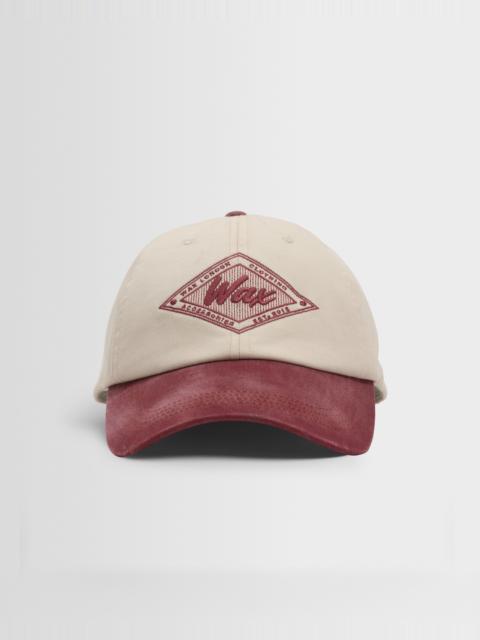 Wax London Spencer - Ecru And Burgundy Badge Cotton Sports Cap
