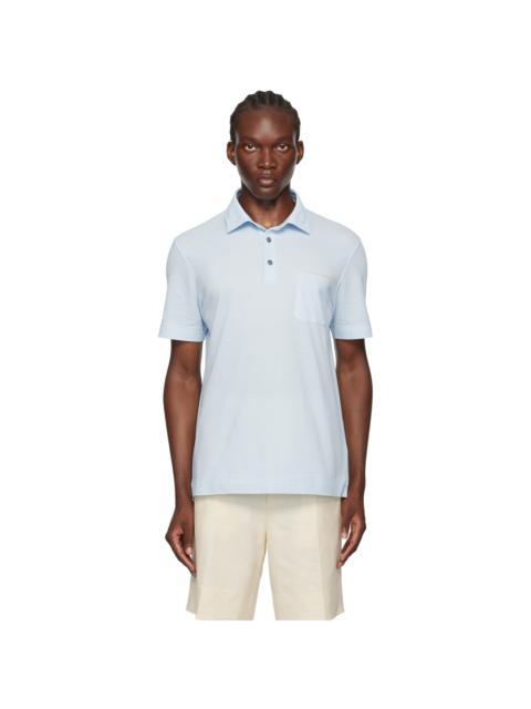 ZEGNA Blue Cotton Polo