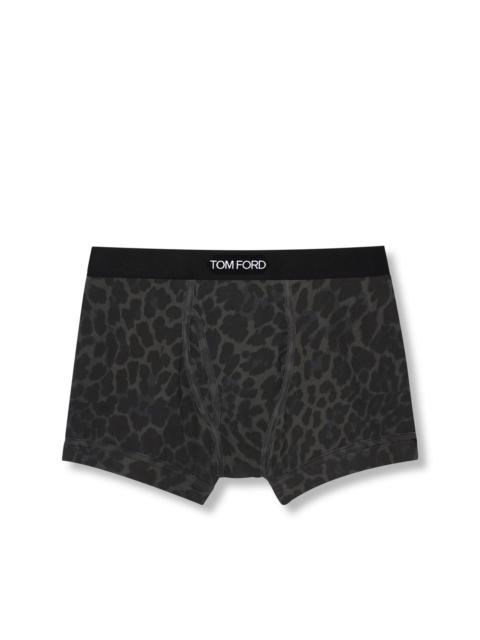 TOM FORD REFLECTIVE LEOPARD COTTON BOXER BRIEFS