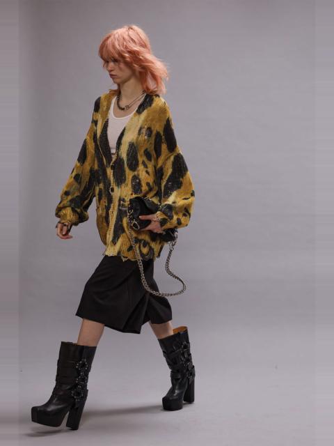 R13 PRINTED OVERSIZED CARDIGAN - LEOPARD
