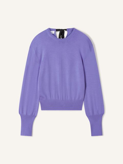 WOOL T-SHIRT SWEATER WITH GROSGRAIN DETAIL