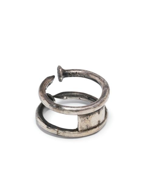 Guidi hammered-nails sterling silver ring