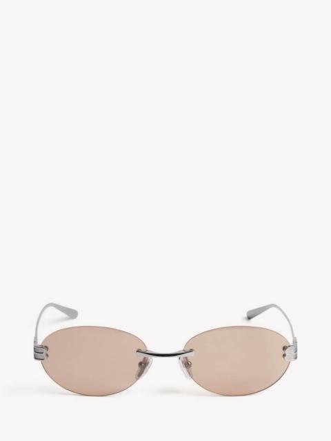 BALENCIAGA Gossip Oval Af Sunglasses in Dark Ruthenium/brown