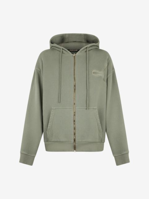 Roberto Cavalli Sage Hoodie With Embroidered Snake