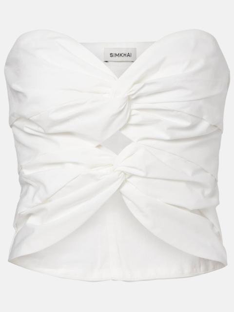 SIMKHAI Cornelia cutout ruched cotton-blend top