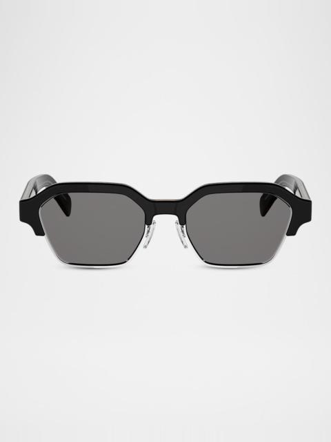 CELINE Men's Acetate and Nylon Geometric Combi Sunglasses