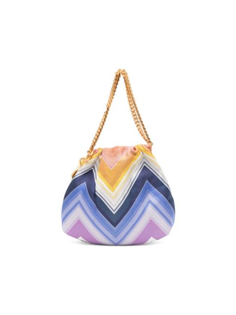 Missoni wave silk drawstring chain tote bag