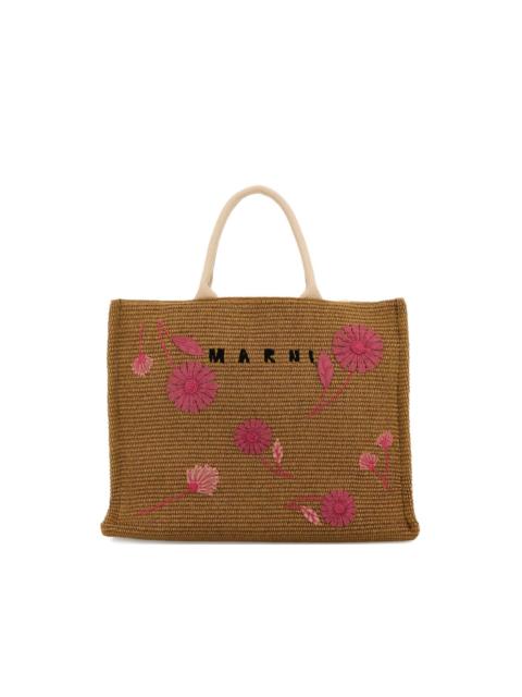 Marni raffia flower tote bag