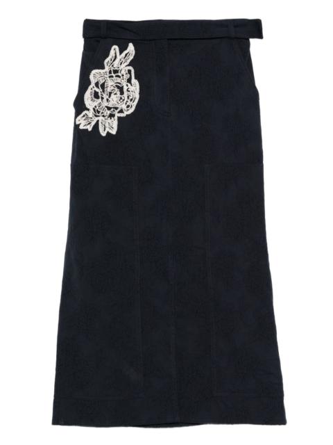 Erdem floral-appliqué midi skirt