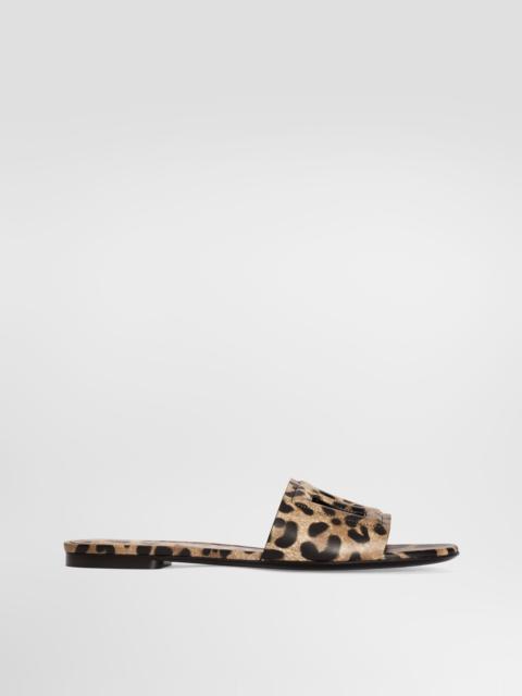 Dolce & Gabbana Leo-print calfskin flat slides