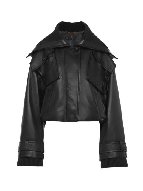 SHORT BOMBER JACKET IN SOFT LEATHER