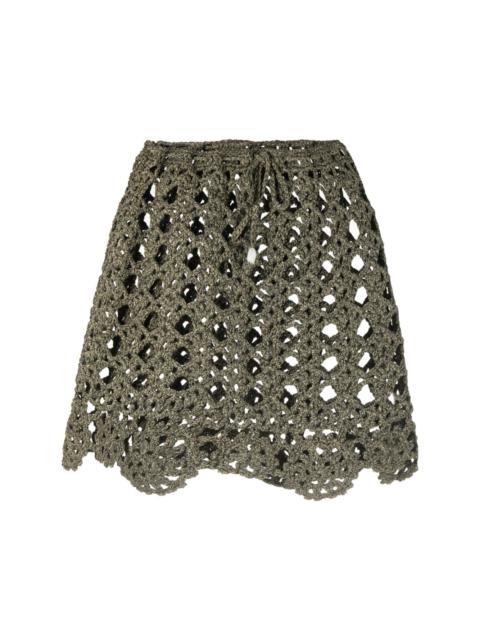GANNI crochet-knit miniskirt
