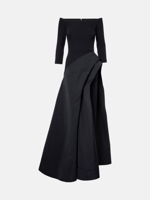 Safiyaa Nila draped off-shoulder crêpe gown