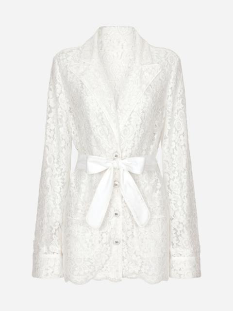 Dolce & Gabbana Floral cordonetto lace pajama shirt