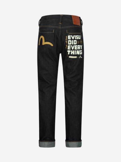 EVISU SEAGULL AND SLOGAN PRINT CARROT FIT JEANS #2017