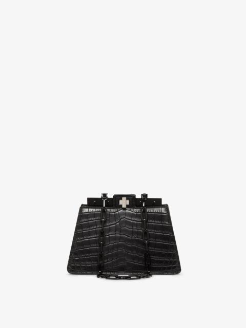FENDI Compact Peekaboo Cut bag made of exquisite matt black crocodile leather. A new evolution of the Peek