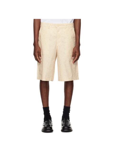 LACOSTE Beige Straight Fit Printed Bermuda Shorts