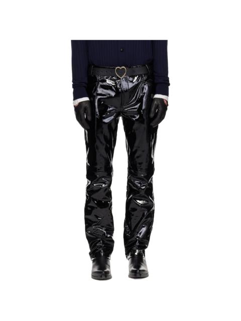 ERNEST W. BAKER Black Straight Fit Leather Trousers
