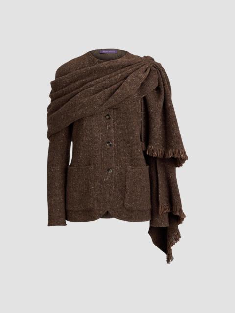 Ralph Lauren Women's Alira Donegal-Style Tweed Scarf Blazer - Brown