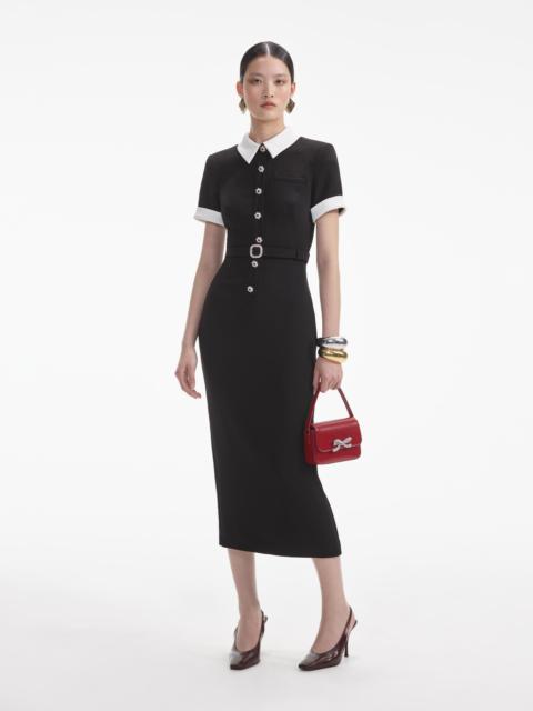 self-portrait Black Crepe Contrast Midi Dress