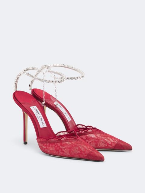 JIMMY CHOO Saeda embellished lace pumps