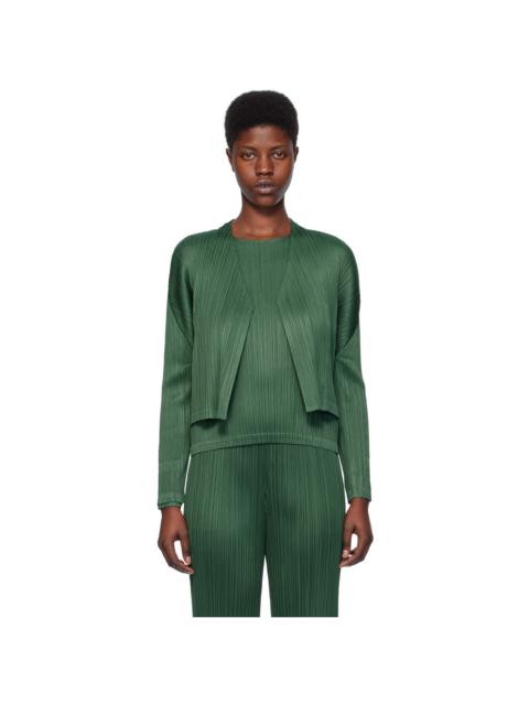 Pleats Please Issey Miyake Green Monthly Colors December Cardigan