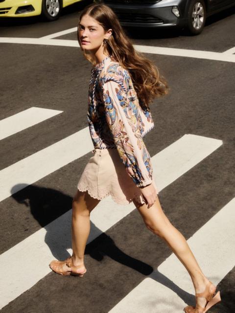 FARM RIO Soft Pink Geometric Richelieu Twill Mini Skirt