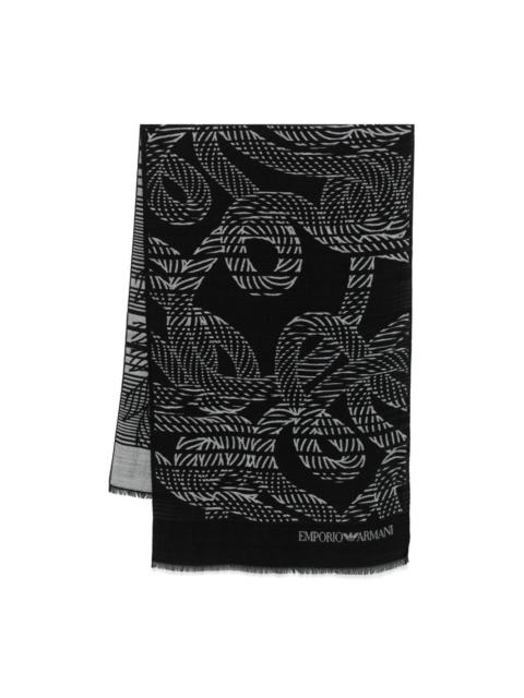 EMPORIO ARMANI monogram-jacquard scarf